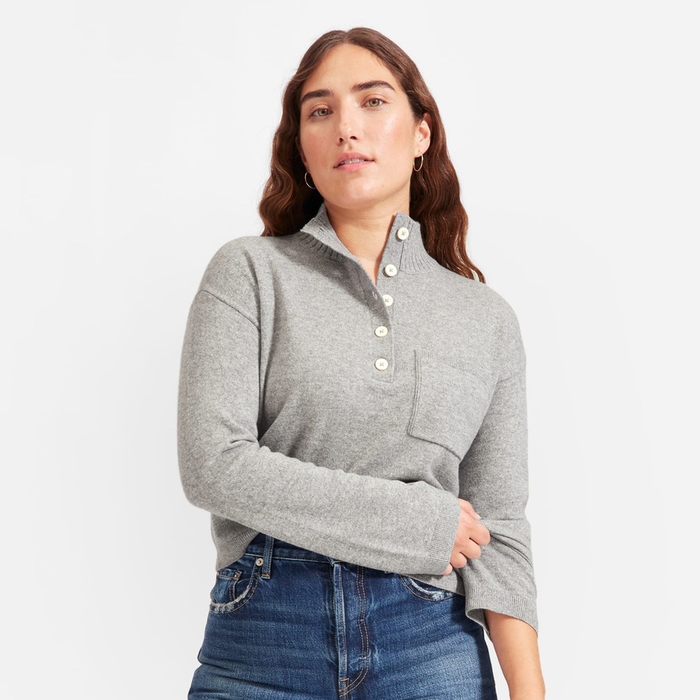 Everlane ReCashmere Button Mockneck Sweater